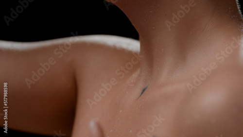 Wallpaper Mural Big close-up shot of gorgeous young slim blond white-skinned woman's wet clavicles on black background | Moisturizing concept Torontodigital.ca
