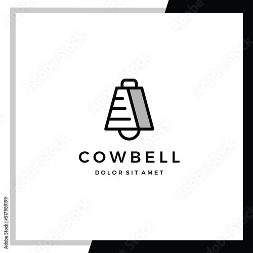 Cow bell logo template. Simple line style cow bell.