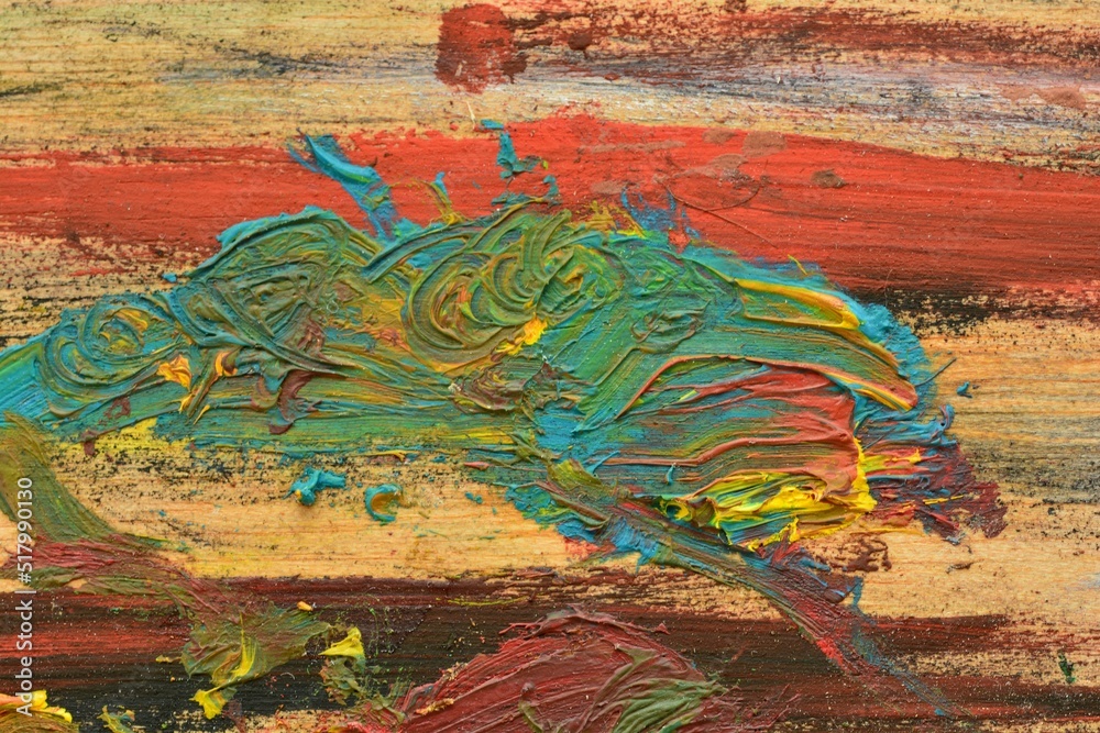 Detalle de los colores de una paleta de pintura al oleo