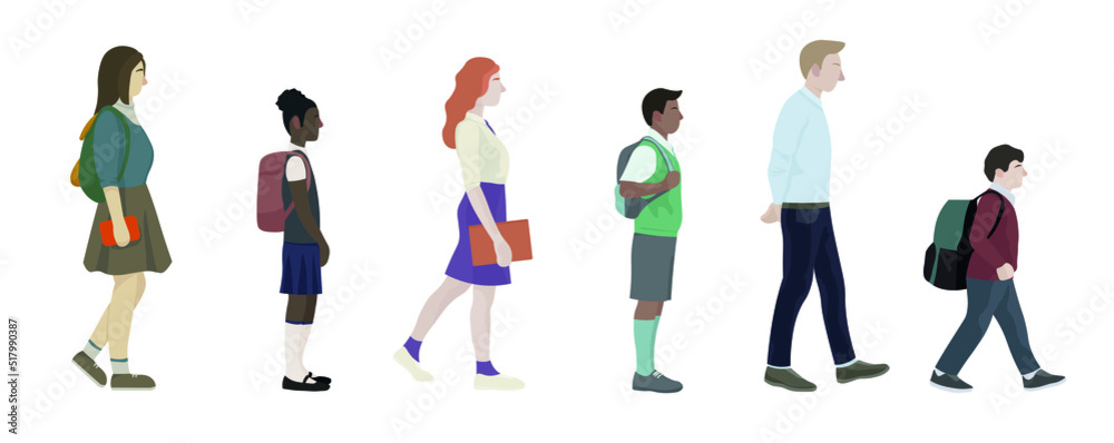 Set of schoolchildren on white background Set of schoolchildren on white background