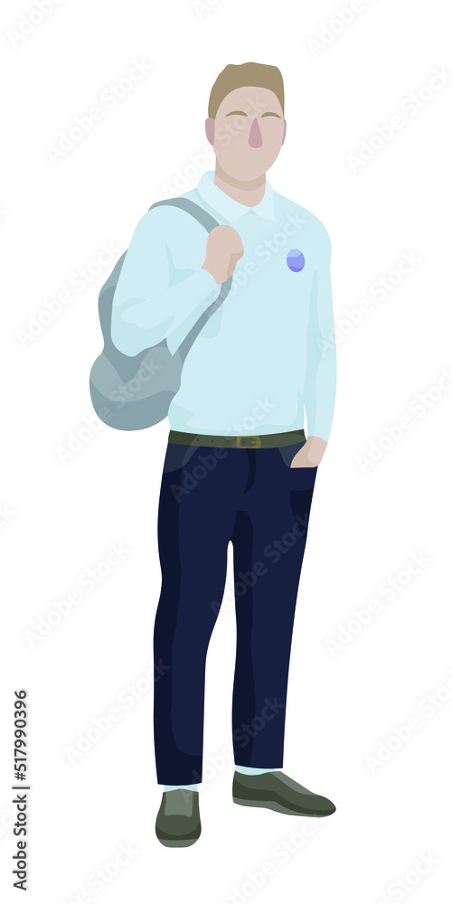 Teenage schoolboy on white background