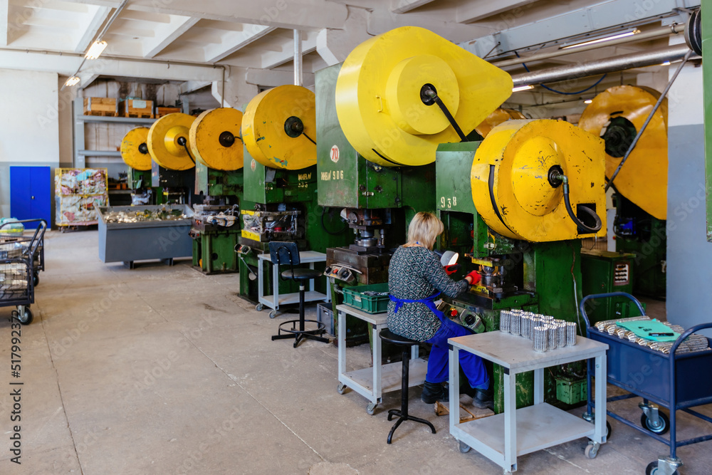 Metal press form stamping machines in workshop Metal press form stamping machines in workshop