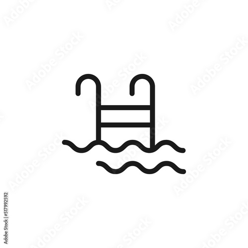 Hotel, holiday, weekend concept. Vector signs drawn in flat style. Perfect for web sites, stores, shops, books. Editable stroke. Line icon of ladder to swimming pool