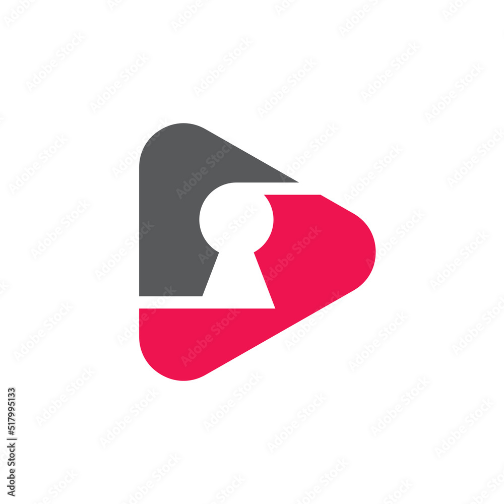 Play button and keyhole logo icon design, lock video logo template - Vector Play button and keyhole logo icon design, lock video logo template - Vector
