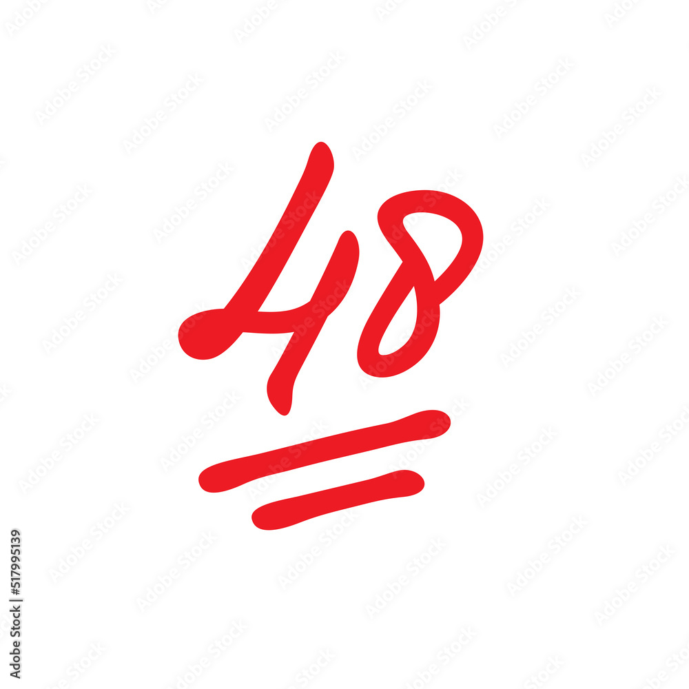 Forty eight points illustration, 48 points final exam score, vector illustration Forty eight points illustration, 48 points final exam score, vector illustration