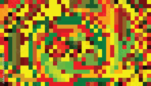 Pixelated reggae colors background. Vector pattern