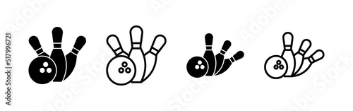 Bowling icon vector. bowling ball and pin sign and symbol.