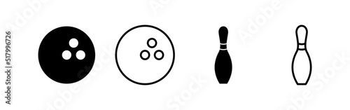 Foto Bowling icon vector. bowling ball and pin sign and symbol.