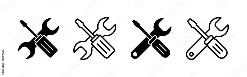 Repair tools icon vector. tool sign and symbol. setting icon. Wrench and screwdriver. Service Repair tools icon vector. tool sign and symbol. setting icon. Wrench and screwdriver. Service