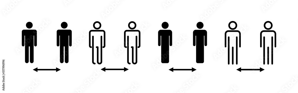 Social distance icon vector. social distancing sign and symbol. self quarantine sign Social distance icon vector. social distancing sign and symbol. self quarantine sign