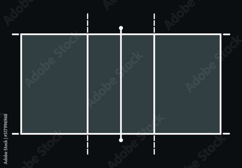 Vector illustration of a volleyball court and all court markings