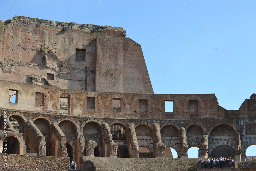 Close up of Colosseum wall in Rome.