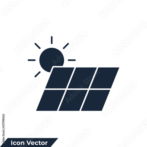 solar energy icon logo vector illustration. solar panels symbol template for graphic and web design collection