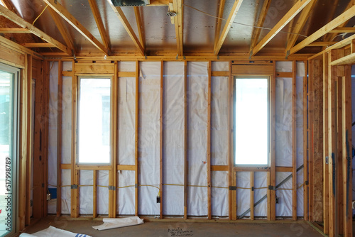 Interior framinng of new house under construction