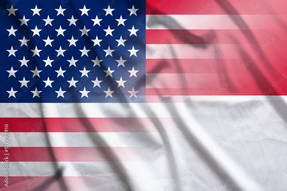 Fototapeta premium USA and Singapore government flag transborder relations SGP USA