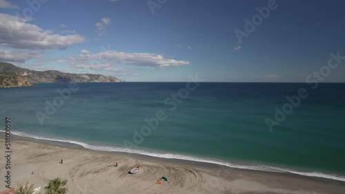 Sea and Playa Burriana beach from elevated position in Nerja Town, Nerja, Malaga photo