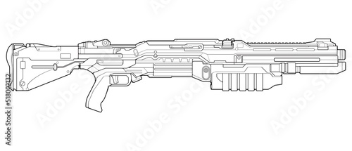 Firearms line art style, Shooting gun, Weapon illustration, Vector Line, Gun illustration, Modern Gun, Military concept, Pistol line art for training
