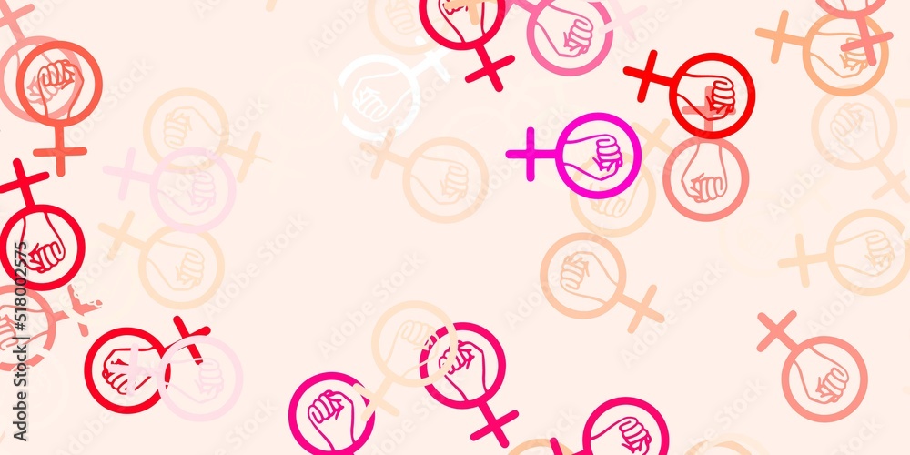 Light Red vector pattern with feminism elements. Light Red vector pattern with feminism elements.