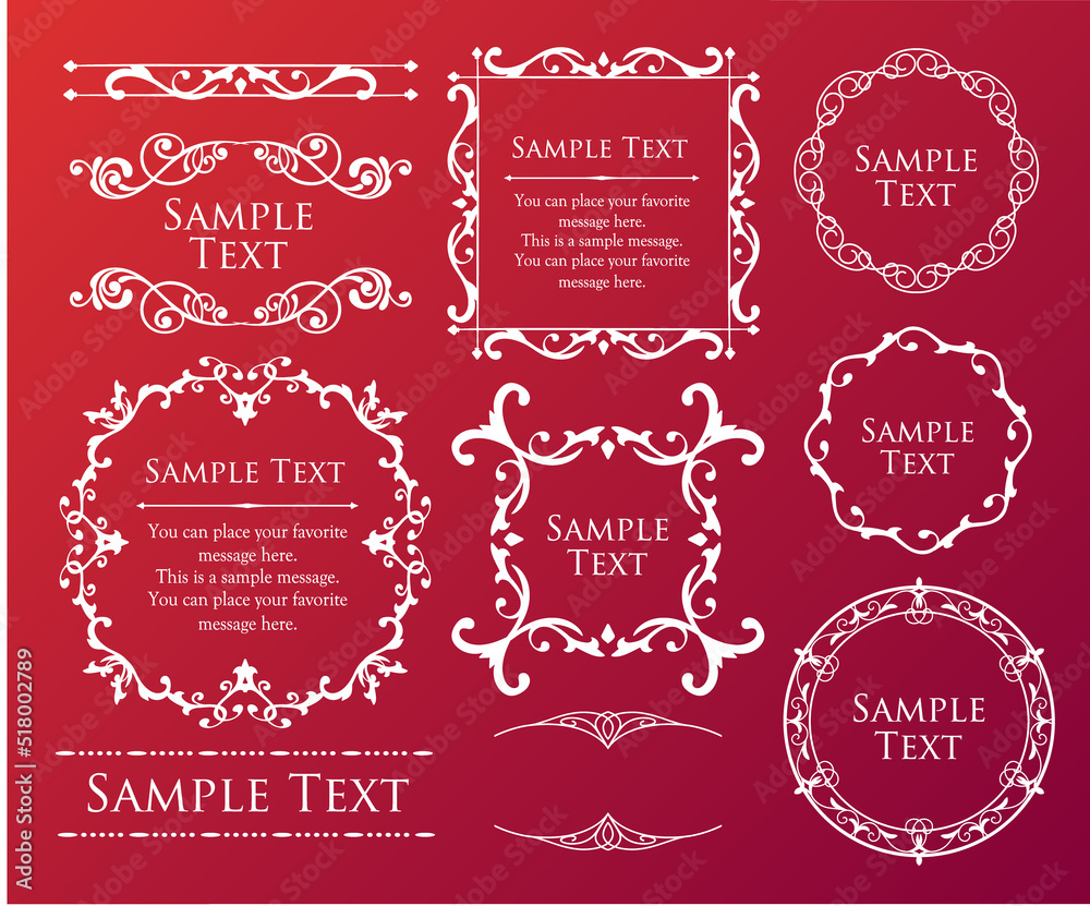 オシャレなフレーム。デザインテンプレート。ゴージャスな額のセット。