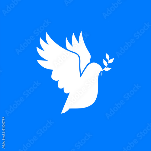 Dove of peace with an olive branch. Vector illustration.