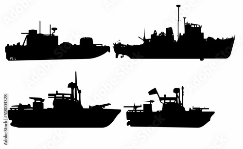 Leinwand Poster set of silhouettes of ships