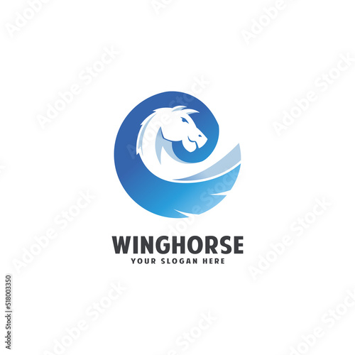 Wing horse pegasus logo design with modern gradient color style