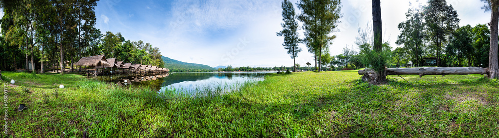 Panorama of Huay Tueng Thao Reservoir in the morning Panorama of Huay Tueng Thao Reservoir in the morning
