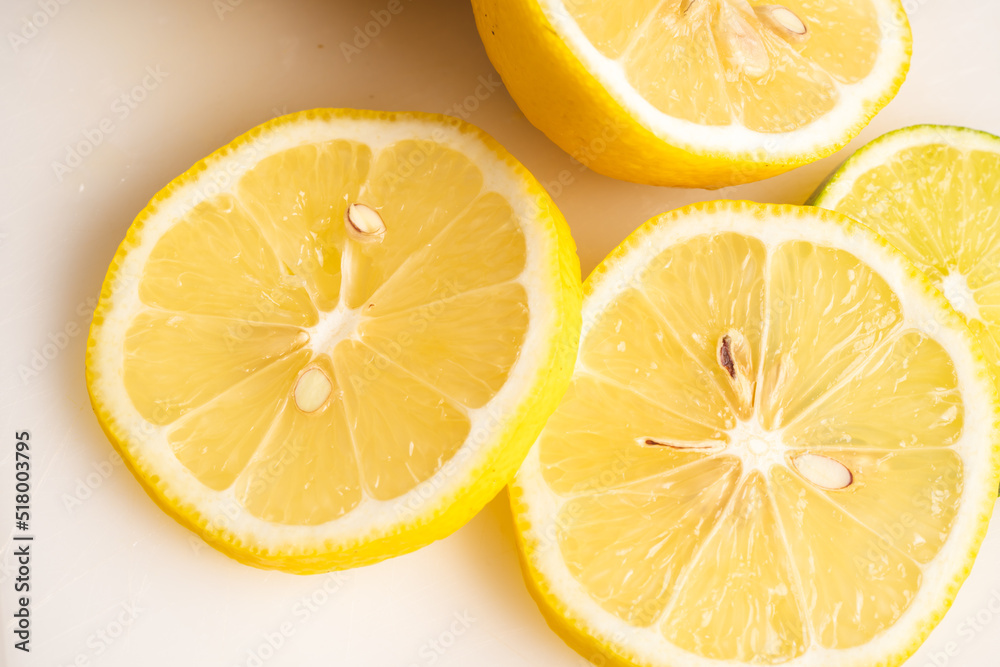 Lemon slices on the board citrus fruit fresh healthy summer concept Lemon slices on the board citrus fruit fresh healthy summer concept