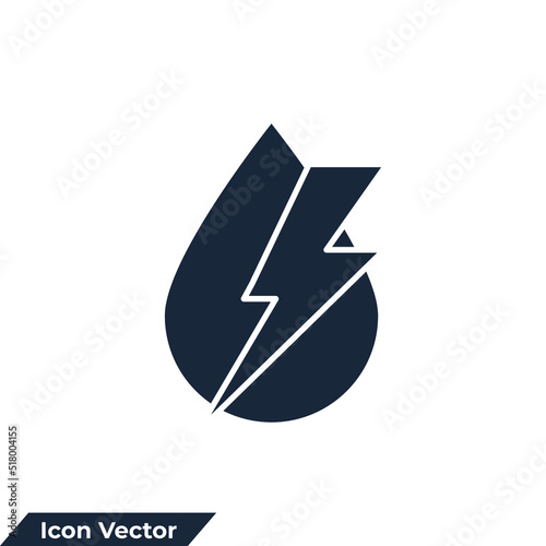 Free Download hydro power icon logo vector illustration. Lightning with water drop symbol template for graphic and web design collection - GFXLoad