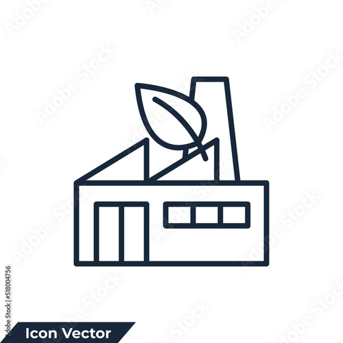 green factory icon logo vector illustration. Green and Ecology Factory symbol template for graphic and web design collection