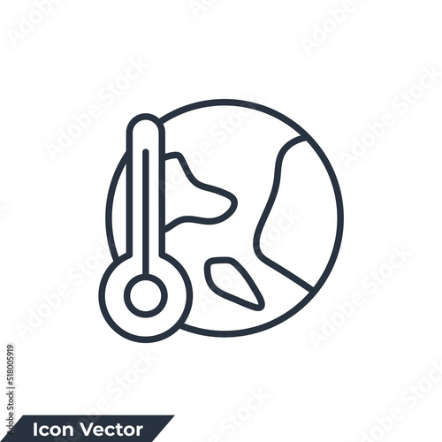 global warming icon logo vector illustration. Global temperature symbol template for graphic and web design collection