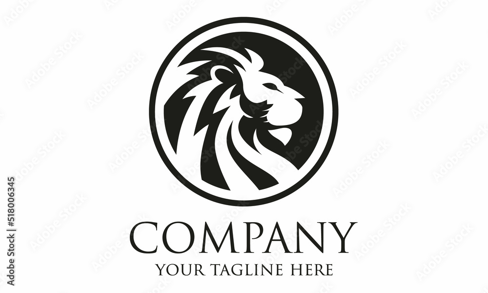 Black Circle Lion Head Logo Design Black Circle Lion Head Logo Design