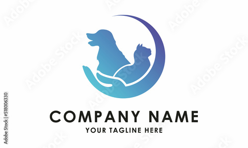 Circle Cat and Dog Logo Care Design