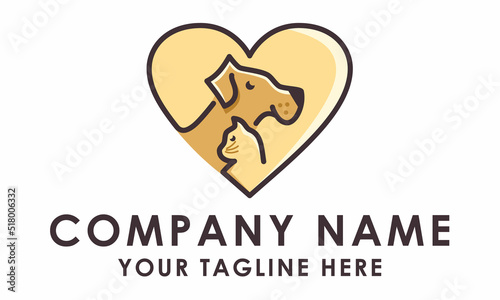 Love Cat and Dog Logo Design