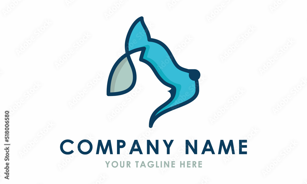 Cat and Dog Line Love Logo Design
