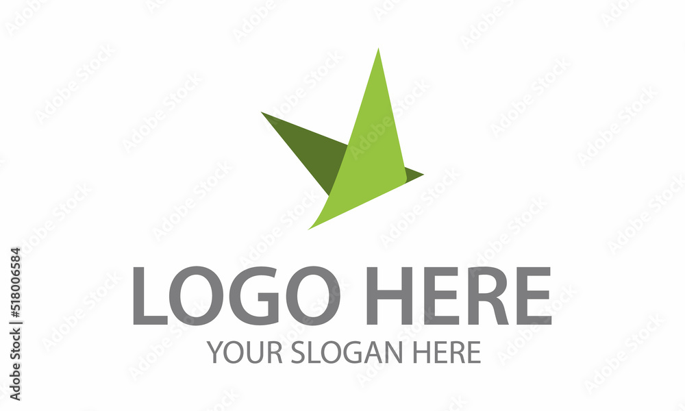 Green Color Simple Bird Paper Logo Design Green Color Simple Bird Paper Logo Design