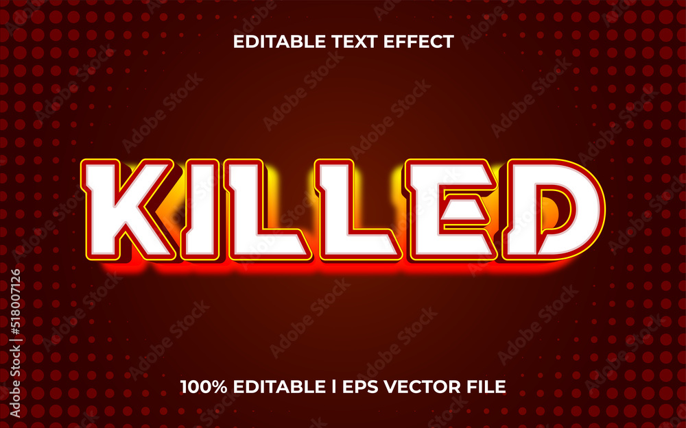 Fototapeta premium killed 3d text effect with scary theme. red typography template for games tittle