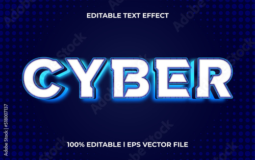 cyber 3d text effect with glow theme. blue typography template for modern tittle