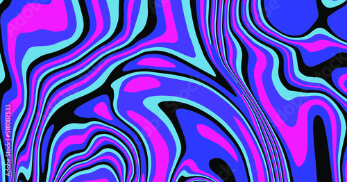 The 1970s-style wavy retro background in a psychedelic bright acidic colors.