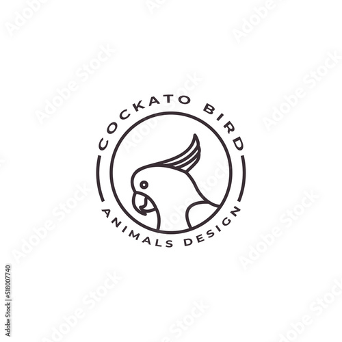 parrot logo  minimalist line style with circle  vector icon symbol design illustration