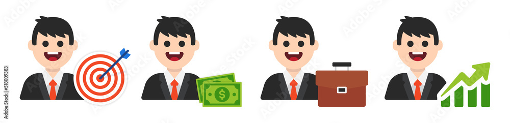 Vector illustration of flat design businessman characters. Vector illustration of flat design businessman characters.