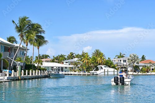 Boating along waterways in Marathon Key in the Florida Keys
