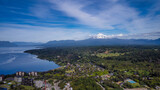 Pucon, Lanín Volcano seen from Villa Rica, Patagonia, Chile, South America