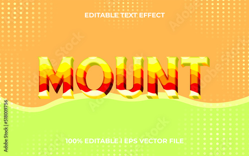 mount 3d text effect with sand beach theme. orange typography template for minilist tittle