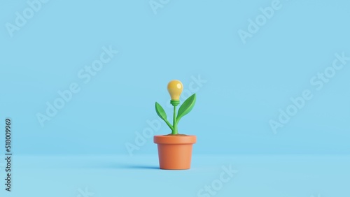 Light bulb with green plant.Concept of eco energy. Creative idea of Green energy, Ecological friendly and sustainable environment.3D render illustration.