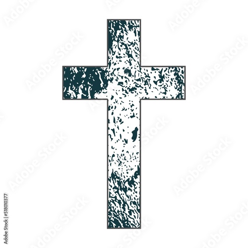 Christian cross with grunge texture. Religion concept illustration