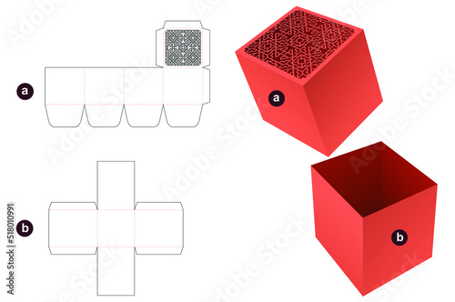 packaging box die cut template and 3D mockup