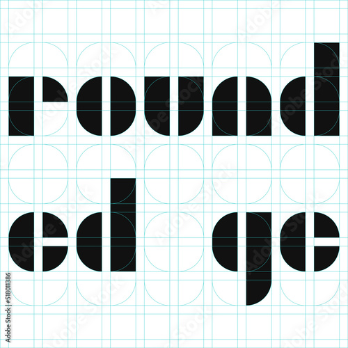 	
Editable Bauhaus geometric font concept with grid template.