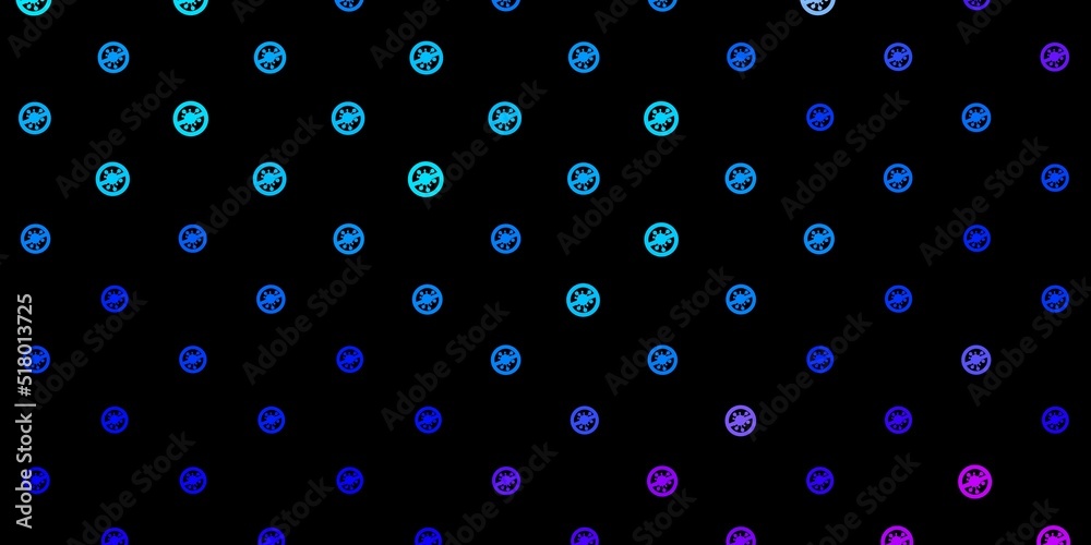 Dark Pink, Blue vector background with covid-19 symbols. Dark Pink, Blue vector background with covid-19 symbols.