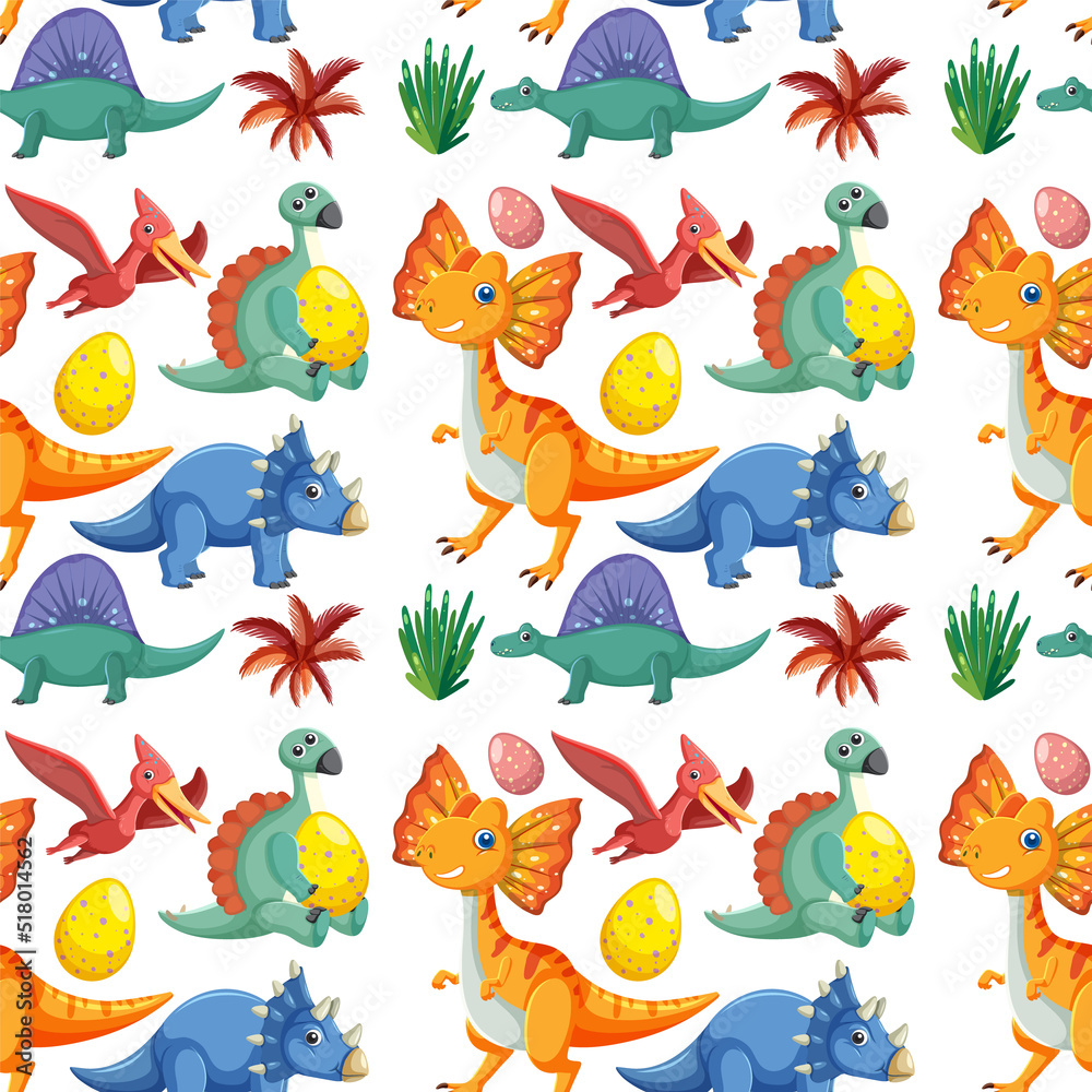 Obraz premium Cute dinosaur seamless pattern